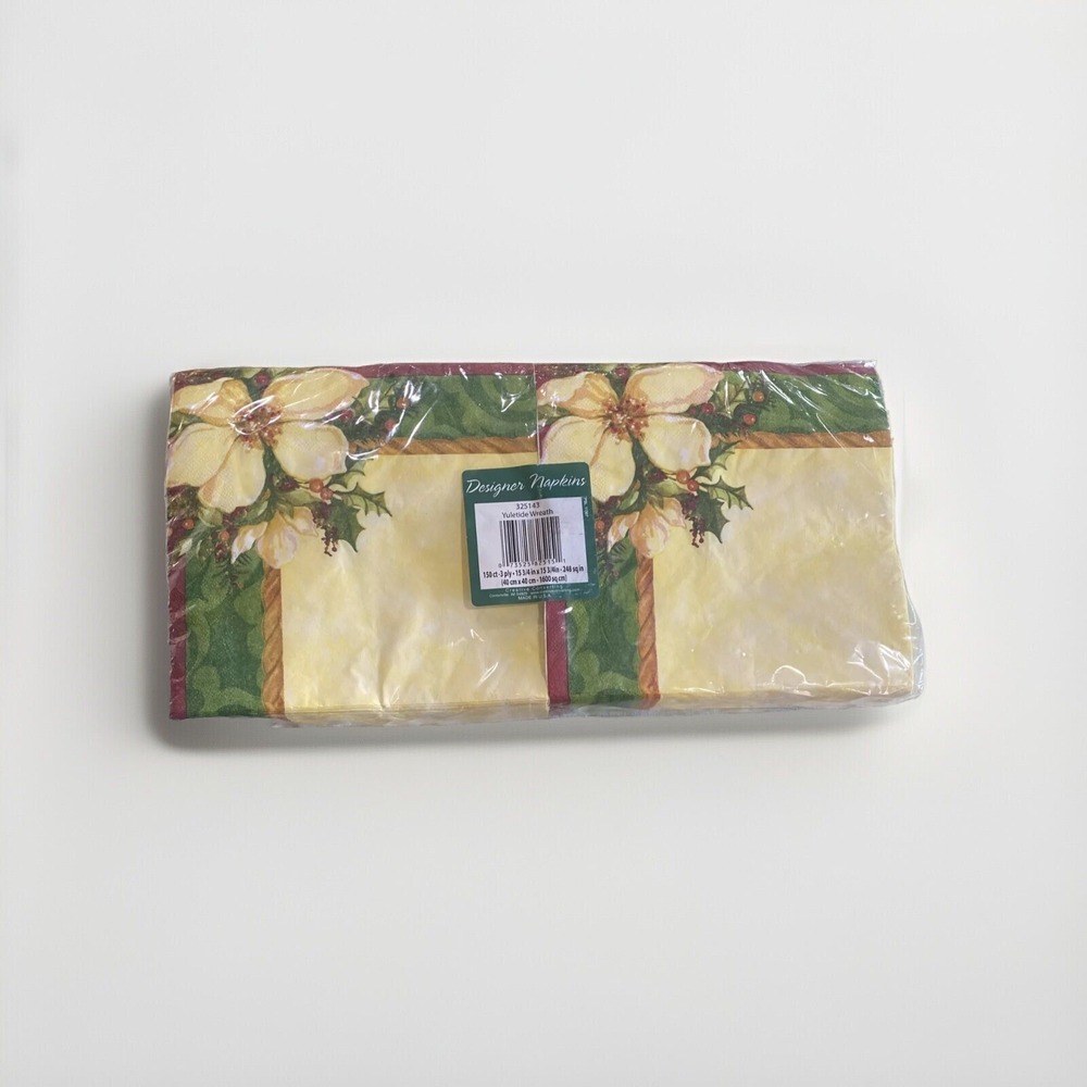 Yuletide‎ Wreath DesignWare Vintage Christmas Napkins pkg of 150 15"x15" Poins